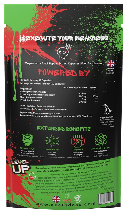 RESPAWN pouch, back view: nutrition, ingredients and extended benefits